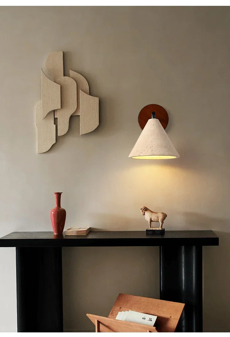Natural Stone Room Decor Wall Lamp Classical Wall Lights Bedroom Led Sconce Yellow Travertine Home Decorations Lighting Fixtures