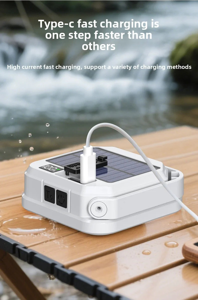 Emergency Lighting Solar Camping Light Portable Outdoor Tent Work SMD Rechargeable LED Hanging Lamp with Digital Power Display