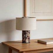 Lessa Marble-Style Table Lamp with Fabric Shade
