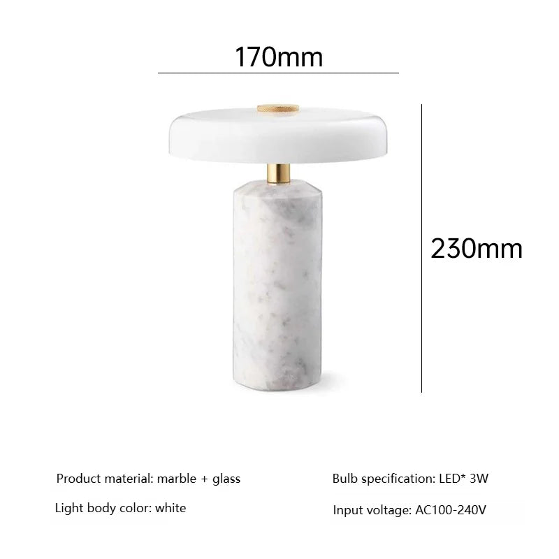 Marble Luxury Table Lamps Danish Atmosphere LED Desk Light Charging Touch Switch Living Room Bedroom Bedside Study Read Lighting