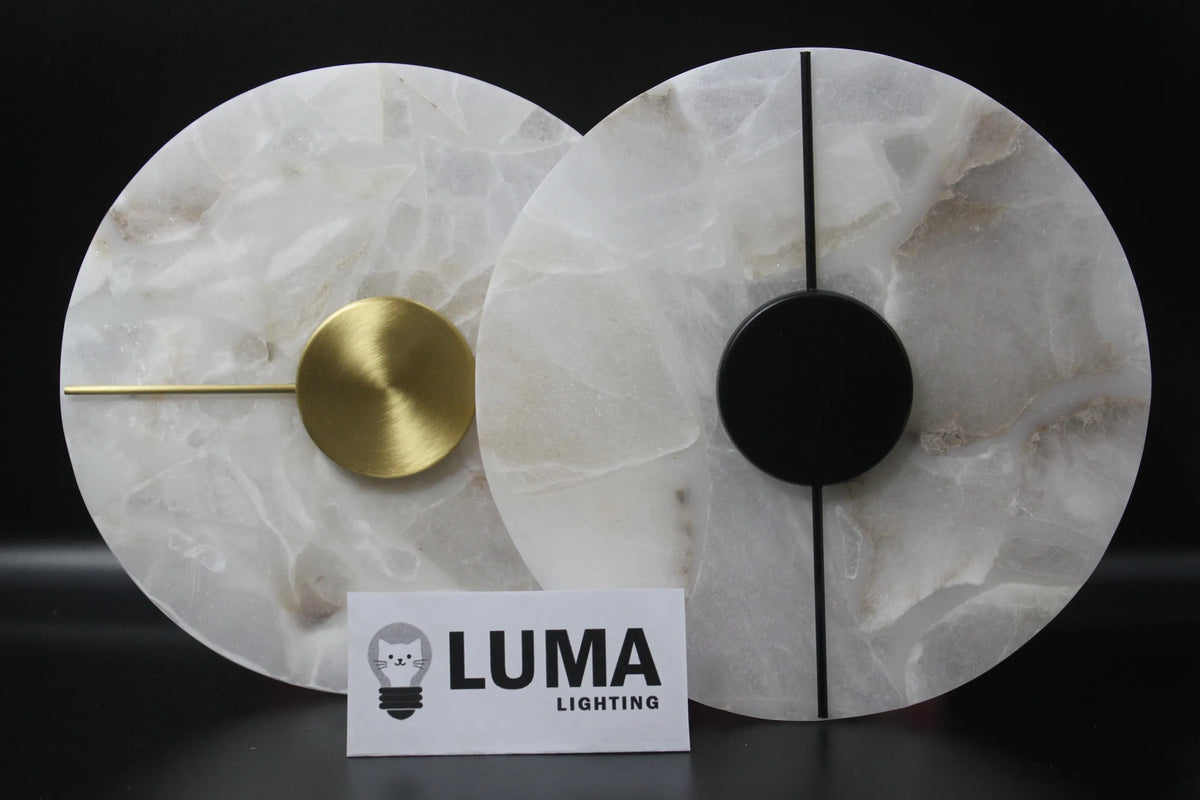 Modern Luxury Creative Natural Marble Copper Wall Light - Alabaster Marble Wall Sconce for Bedroom Bedside Living Room Aisle