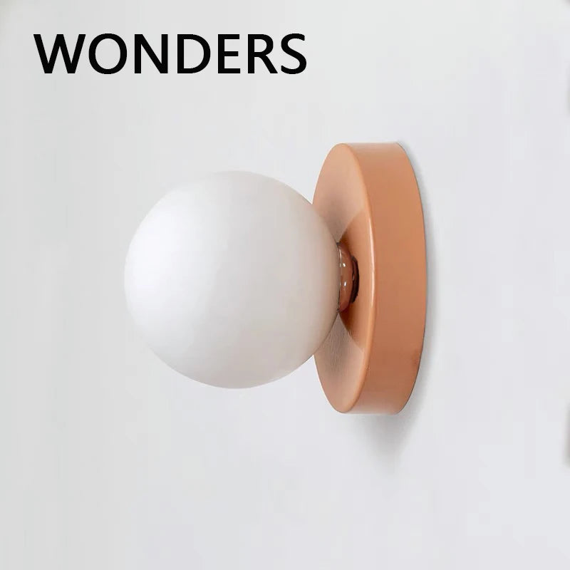 Macaron Soft Style Small Wall Lamp Iron Base With Plastic Material Ball Lampshade Sconce Light Modern Home Decor Soft E27 Lustre