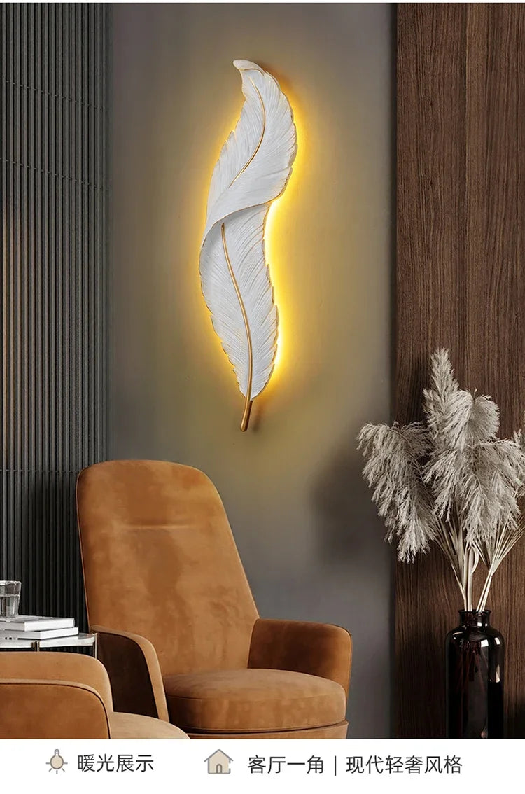 Modern Living Room Corridor Lighting Wall Lamp Nordic Home Decor Bedroom Bedside Lamps Light Luxury Creative LED Feather Lamp