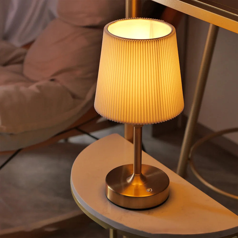 Fabric Desk Lamp Rechargeable Touch Table Lamp Replaceable E12 Bulb 2700K For Restaurant Hotel Room Bedside Decor Lighing