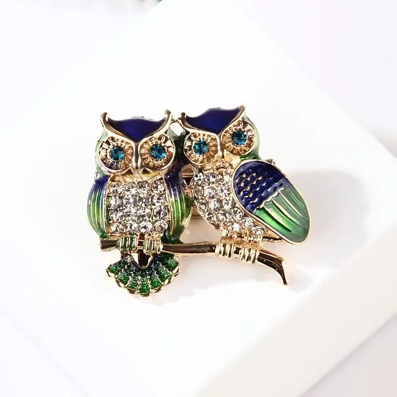 Double Owl Brooch