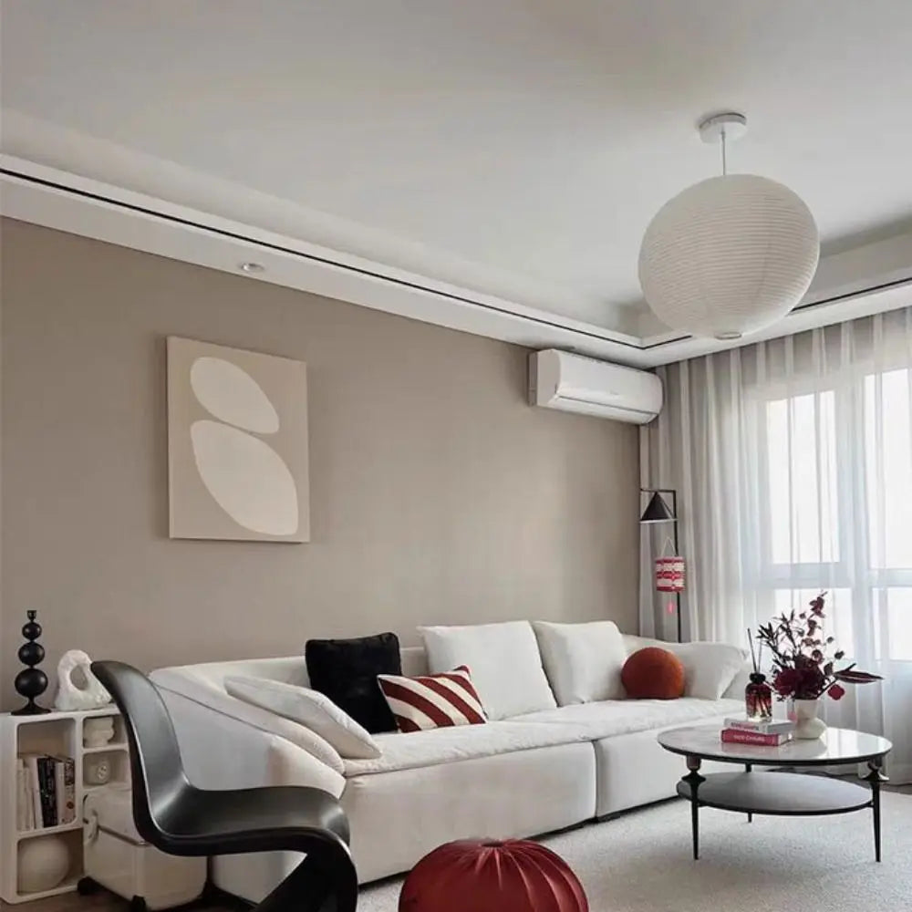 Hanging Paper Lampshade Light Fixture Classic Modern Pendant Light Lamp Cover Vintage Round Ceiling Light Cover Hotel Cafe