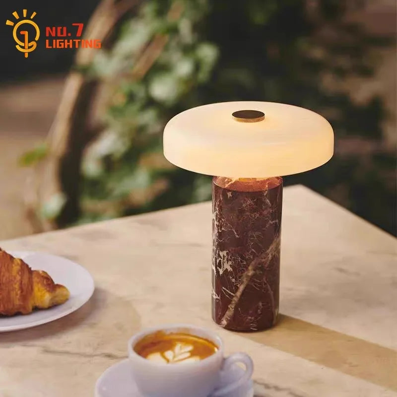 Danish Portable Charging Table Lamp with Touch Switch Atmosphere LED Marble Desk Lights Living Room Bedroom Bedside Study Cafe