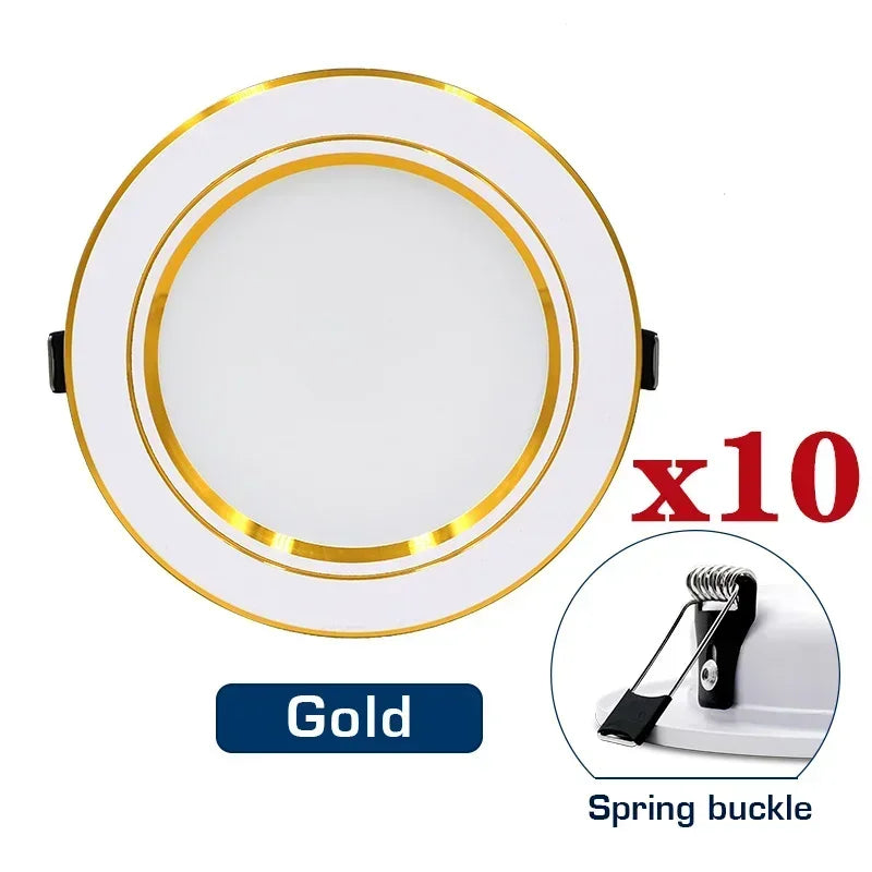 10pcs/lot LED Downlight Gold/Silver/White Body 5W 9W 12W 15W 18W Round Led Ceiling Light 12V 24V 110V 220V Indoor LED Lighting