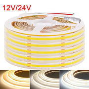 12V / 24V COB LED Strip – 480 LEDs/m, IP67 Options