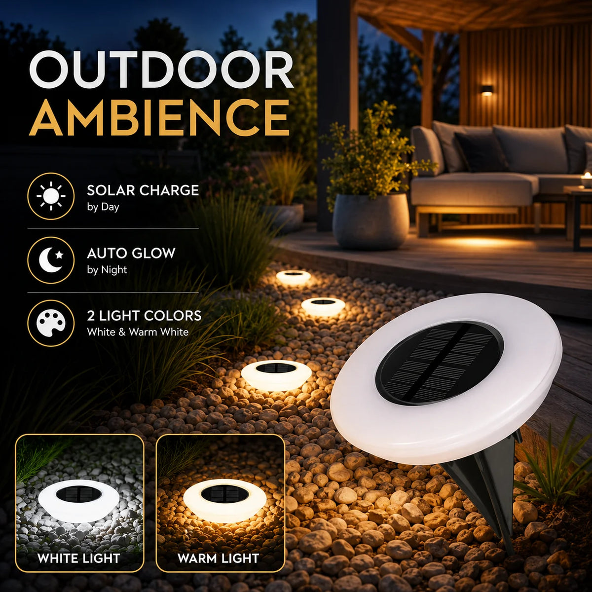 1/2Pack Solar Ground Lights,14LED Waterproof Outdoor Landscape Light, LED Lawn Lamp, for Garden Pathway Yard Deck Camping Decor