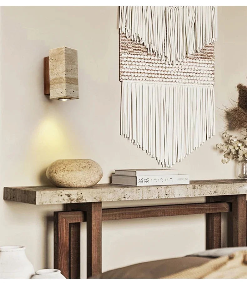 Niva Travertine Wall Light – Quiet Warmth for Bedside & Bedroom