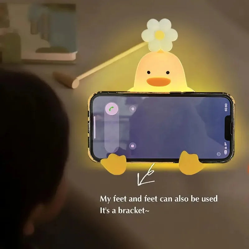 Cute Duck Led Night Light USB Rechargeable Nightlights Silicone Lamp Touch Switch Children Kid Bedroom Decoration Birthday Gift