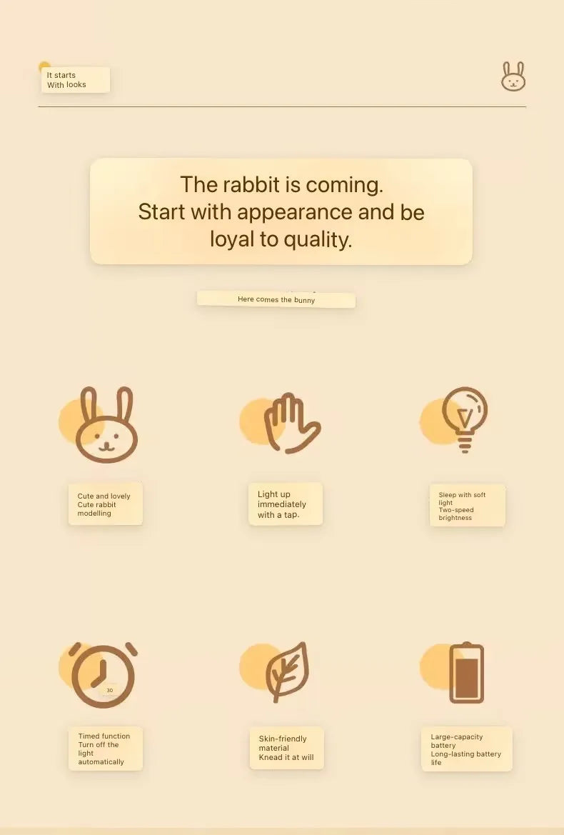 Touch Sensor RGB LED Rabbit Night Light Colorful USB Rechargeable Silicone Bunny Lamp for Children Baby Toy Festival Gift