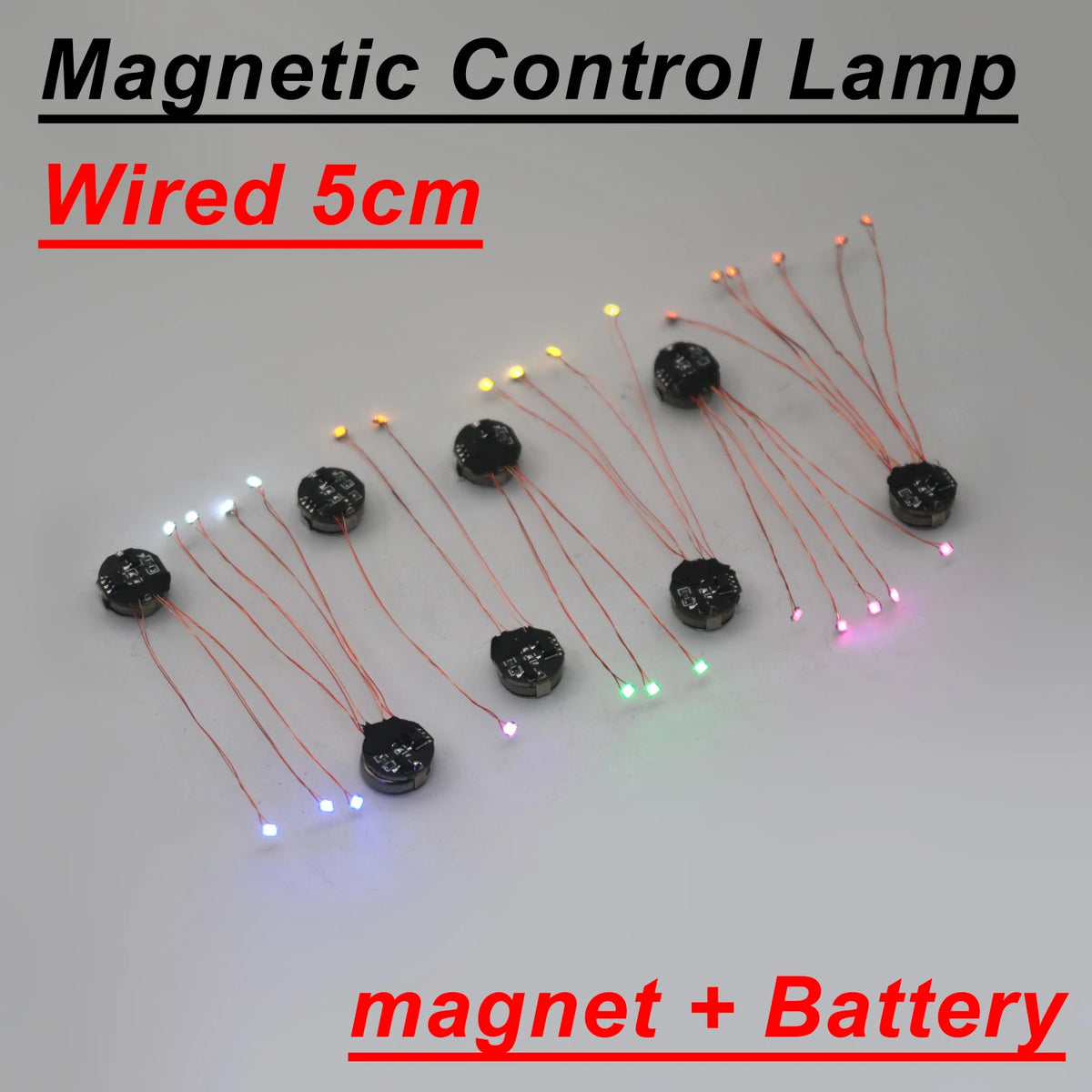 Wired 5cm Magnetic Control Lamp Led Magnetron Light Model +magnet + Battery Diy Car Toys Lighting Diorama Materials Gunda Robots