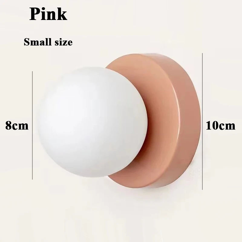 Macaron Soft Style Small Wall Lamp Iron Base With Plastic Material Ball Lampshade Sconce Light Modern Home Decor Soft E27 Lustre