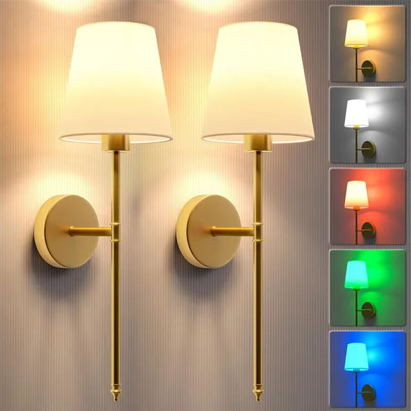 Wireless Battery Powered Wall Lamp Rechargeable Wall Lamp Dimmable Detachable Bulb Remote Control 15 Color Wireless Wall Lamp