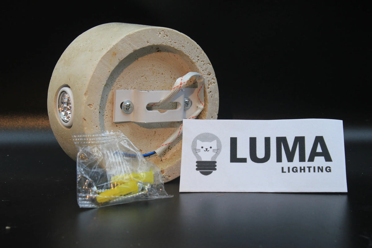 Luma Wabi-Sabi Yellow Travertine Wall Light, Natural Stone LED Wall Sconce Lamp For Bedroom Bedside Aisle Stair Restaurant