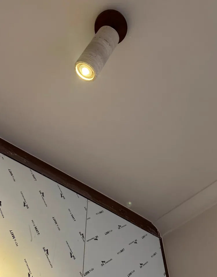 IWHD Natural Stone LED Ceiling Light Decoration Wabi-sabi Wind Aisle Corridor Living Room Modern Ceiling Lamp Yellow Travertine