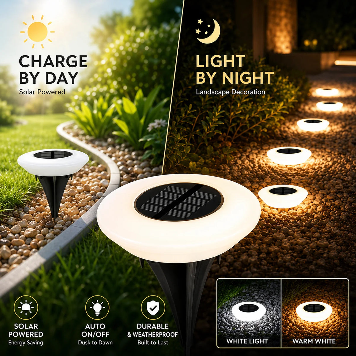 1/2Pack Solar Ground Lights,14LED Waterproof Outdoor Landscape Light, LED Lawn Lamp, for Garden Pathway Yard Deck Camping Decor
