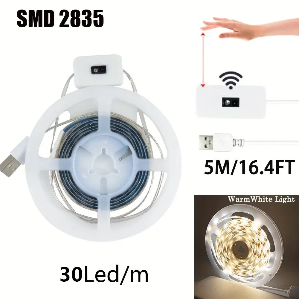 USB LED Strip with Hand-Sweep Sensor – 1–5 m – 5m Warm White