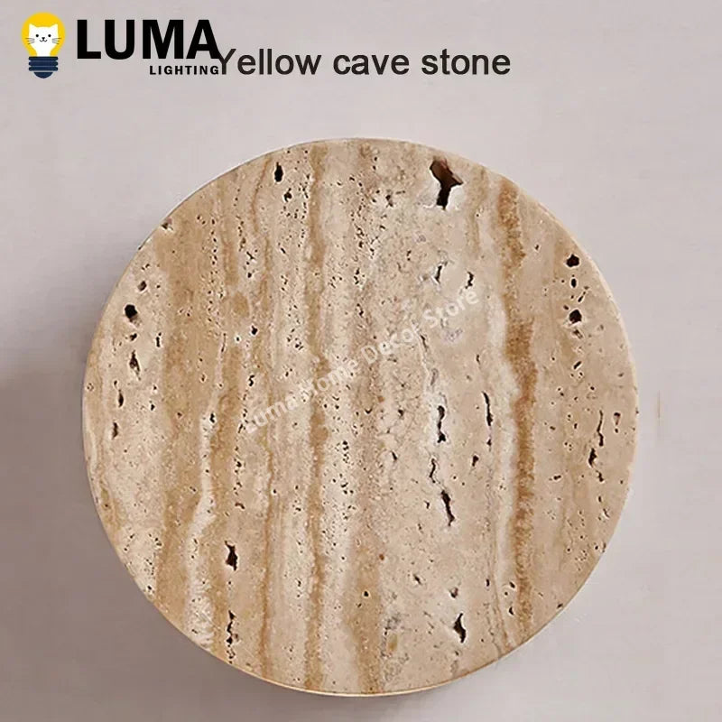 Luma Wabi-Sabi Yellow Travertine Wall Light, Natural Stone LED Wall Sconce Lamp For Bedroom Bedside Aisle Stair Restaurant