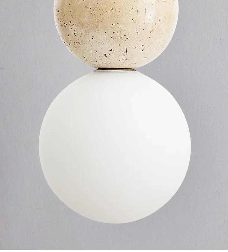 Veyra Stone Wood Pendant Light – Soft Glow for Bedside & Dining