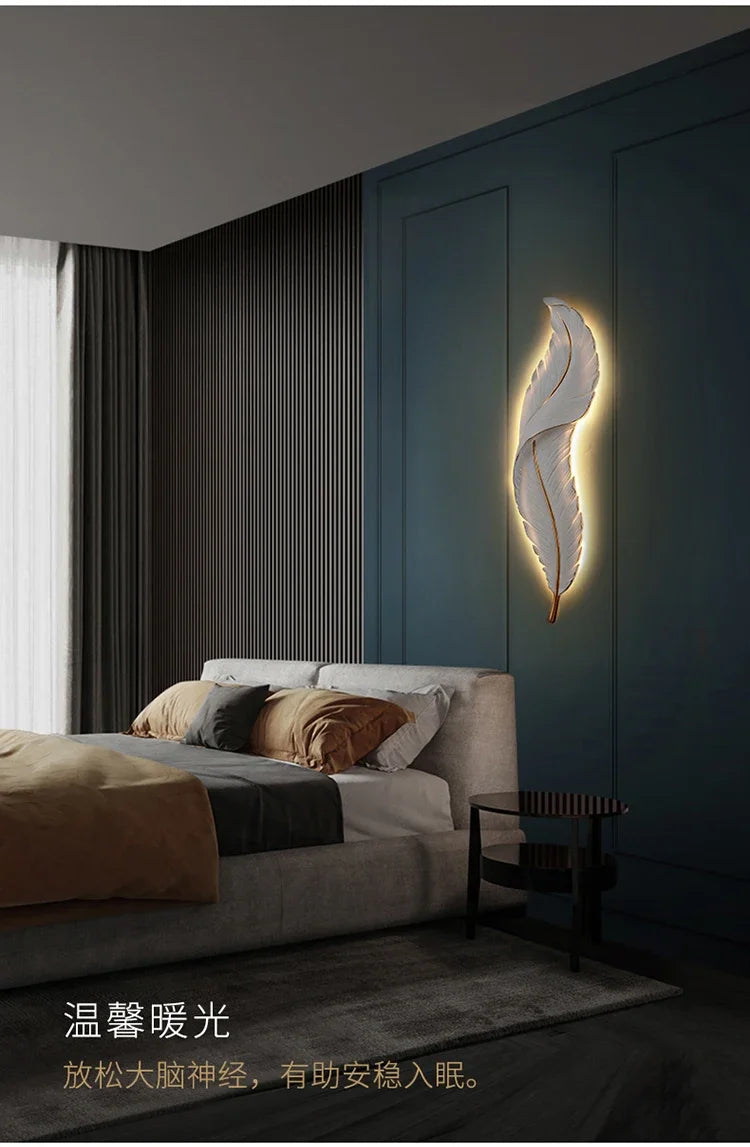 Modern Living Room Corridor Lighting Wall Lamp Nordic Home Decor Bedroom Bedside Lamps Light Luxury Creative LED Feather Lamp