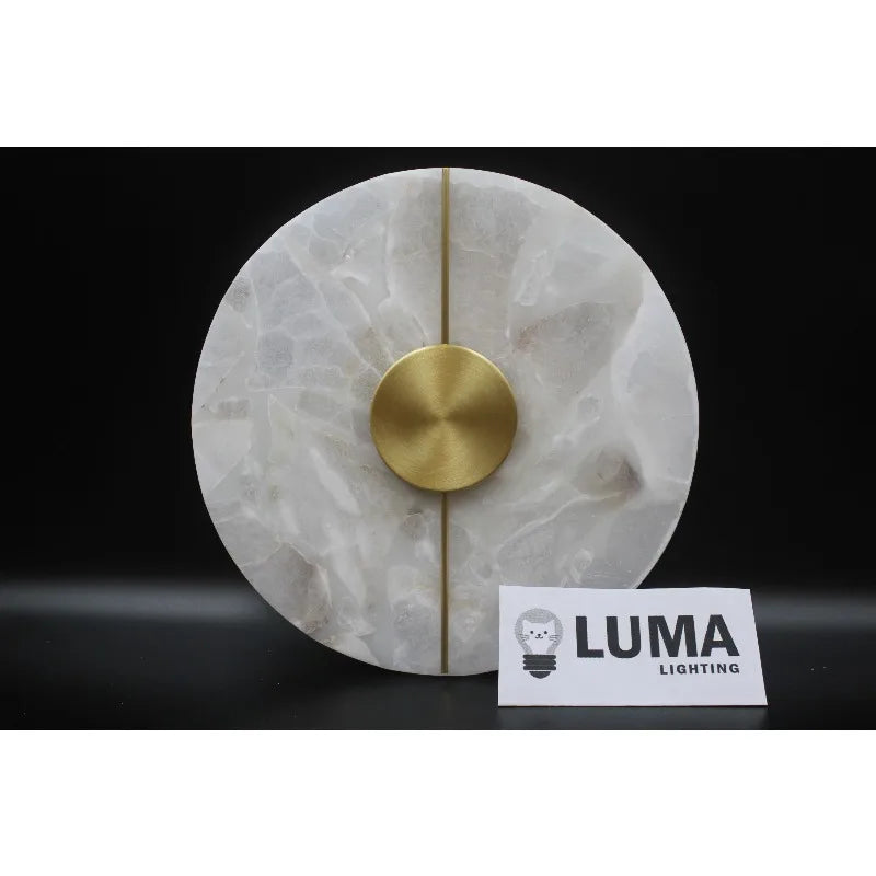 Modern Luxury Creative Natural Marble Copper Wall Light - Alabaster Marble Wall Sconce for Bedroom Bedside Living Room Aisle