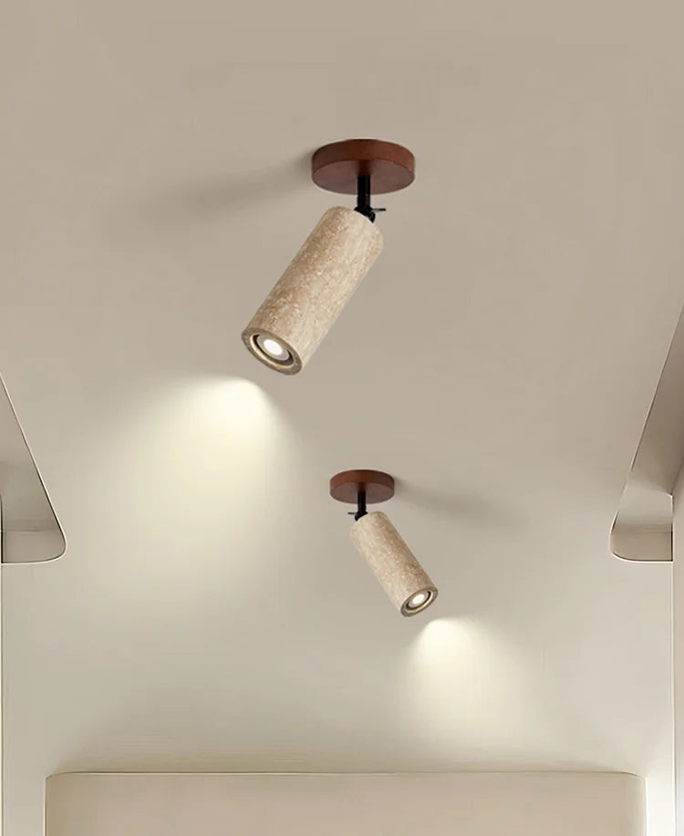 IWHD Natural Stone LED Ceiling Light Decoration Wabi-sabi Wind Aisle Corridor Living Room Modern Ceiling Lamp Yellow Travertine