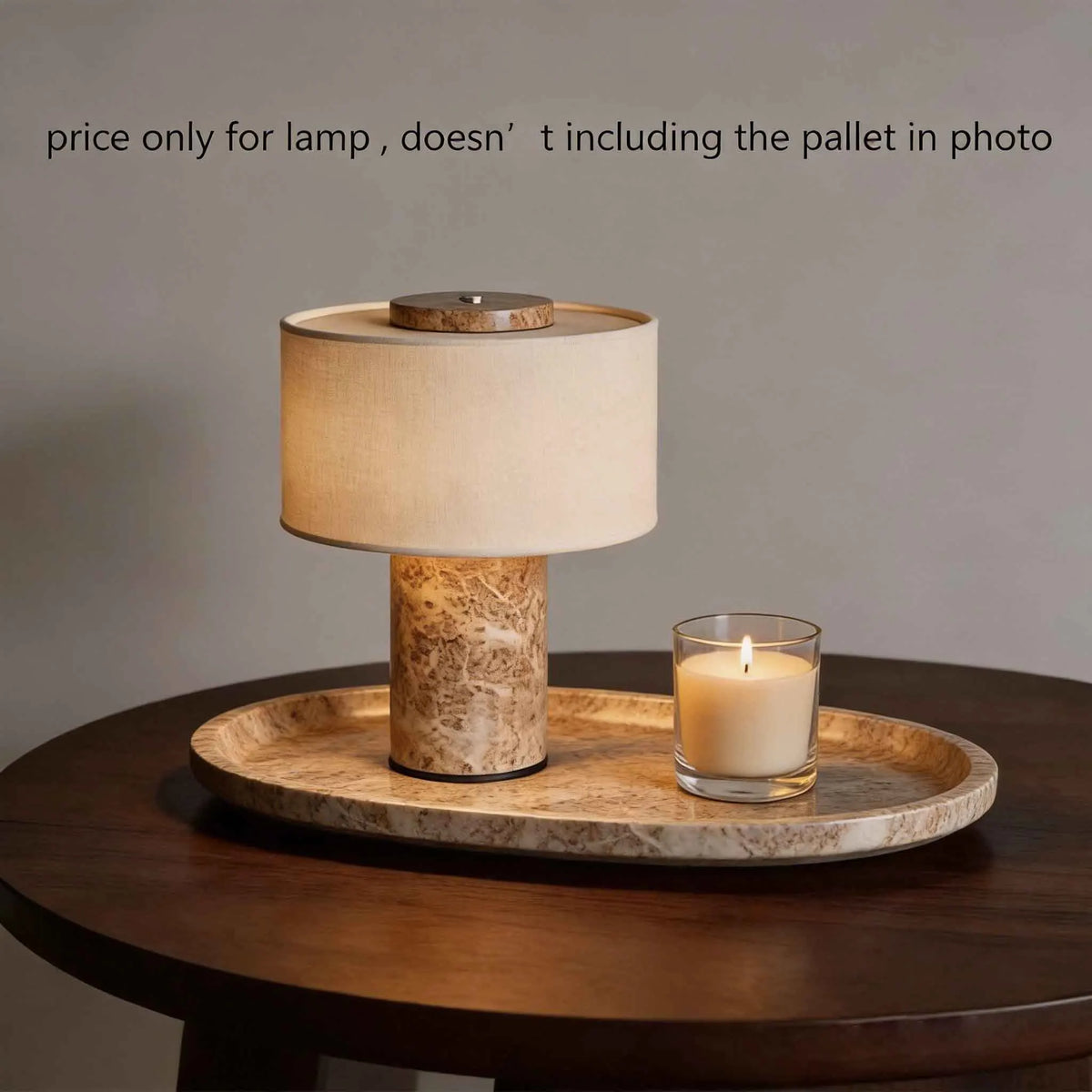 Lessa Marble-Style Table Lamp with Fabric Shade