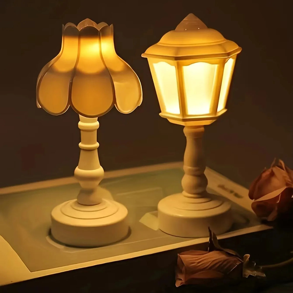 Geometric Flower Bud Lamp Battery LED Desk Night Light Garden Yard Patio Lawn Outdoor Courtyard Villa Landscape Street Path