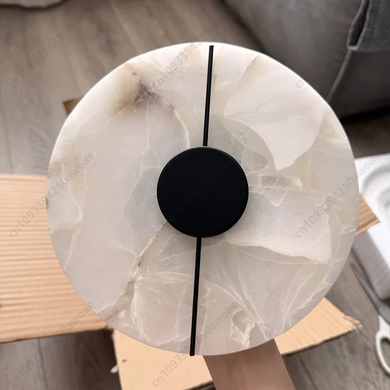 Modern Luxury Creative Natural Marble Copper Wall Light - Alabaster Marble Wall Sconce for Bedroom Bedside Living Room Aisle
