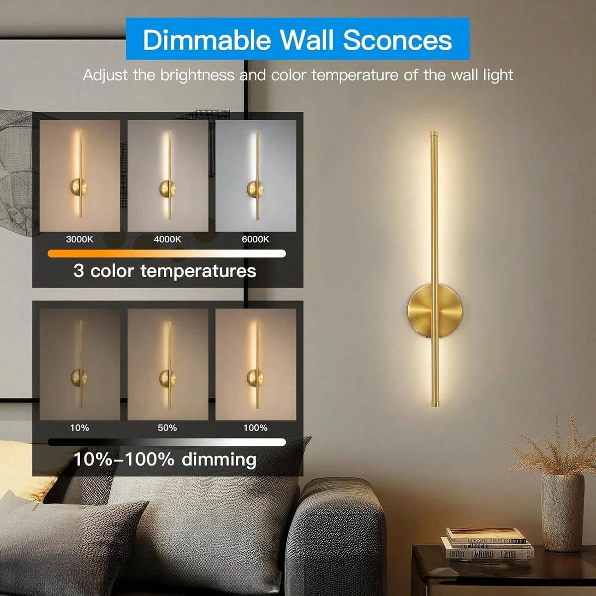 Magnetic Rechargeable 50 Wall Lamp Black Gold For Living Room Bedroom Hallway Study Stairwell Cloakroom LED Lighting Wiring Free