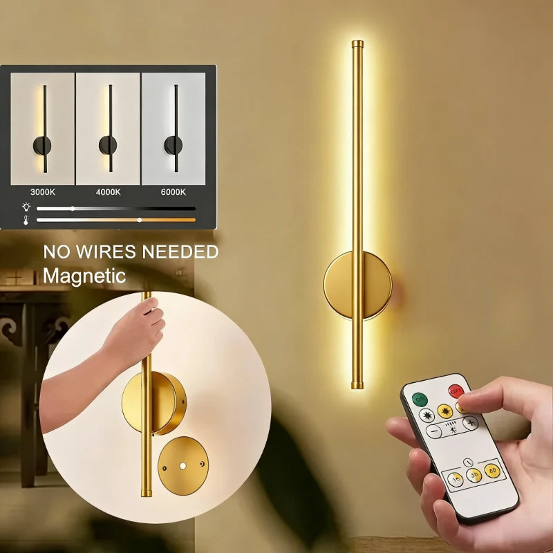 Magnetic Rechargeable 50 Wall Lamp Black Gold For Living Room Bedroom Hallway Study Stairwell Cloakroom LED Lighting Wiring Free