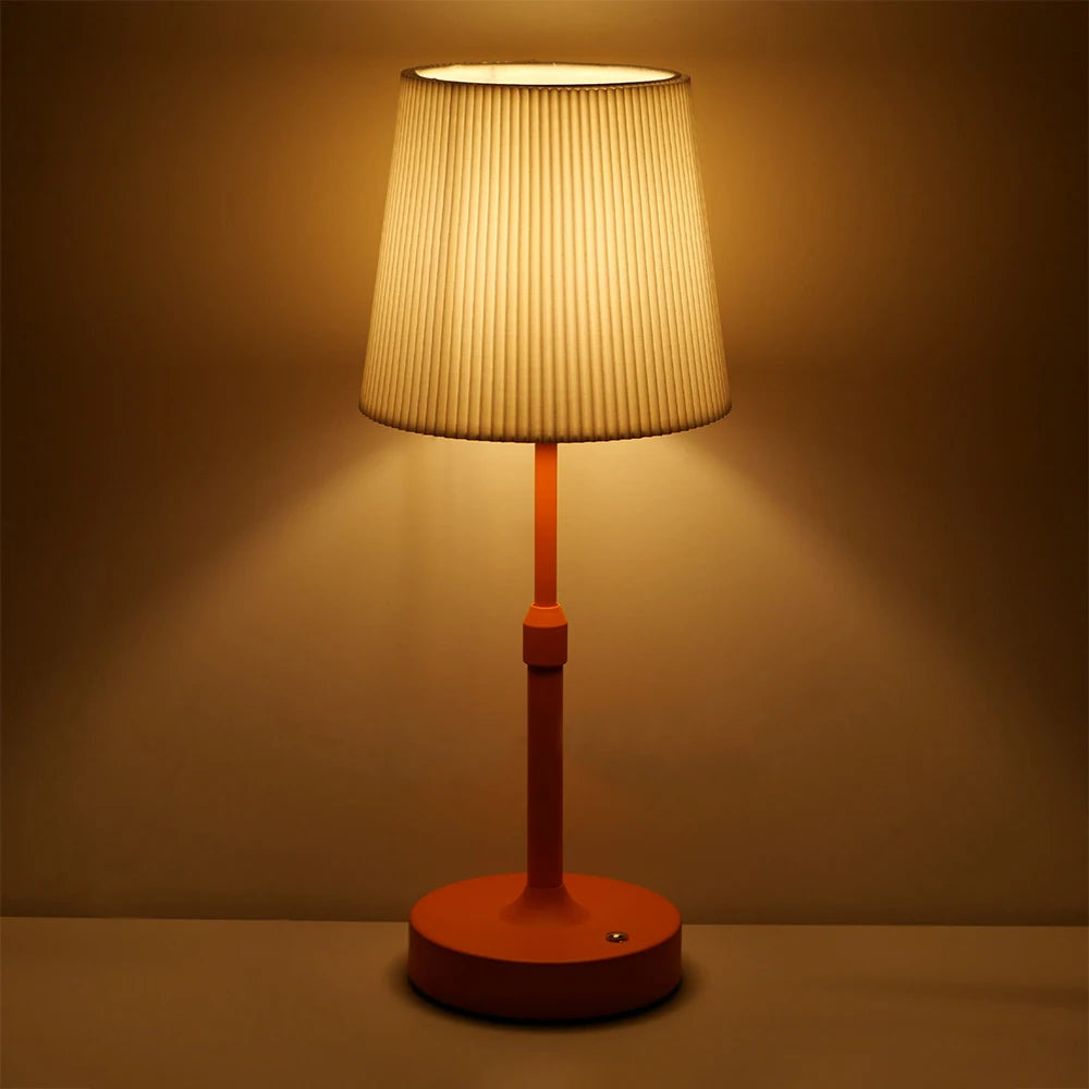 Fabric Desk Lamp Rechargeable Touch Table Lamp Replaceable E12 Bulb 2700K For Restaurant Hotel Room Bedside Decor Lighing