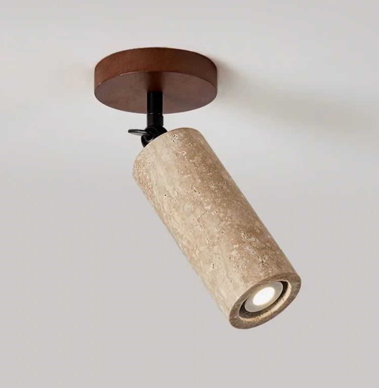 IWHD Natural Stone LED Ceiling Light Decoration Wabi-sabi Wind Aisle Corridor Living Room Modern Ceiling Lamp Yellow Travertine
