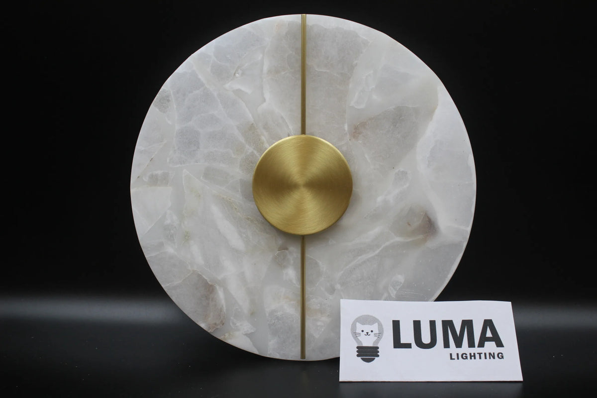 Modern Luxury Creative Natural Marble Copper Wall Light - Alabaster Marble Wall Sconce for Bedroom Bedside Living Room Aisle