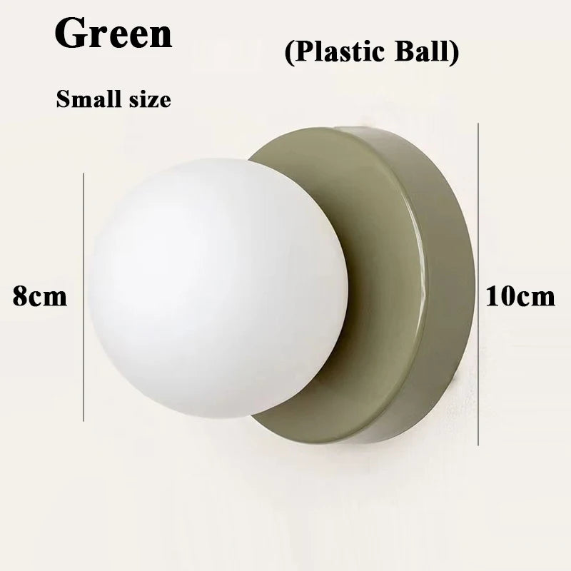 Macaron Soft Style Small Wall Lamp Iron Base With Plastic Material Ball Lampshade Sconce Light Modern Home Decor Soft E27 Lustre