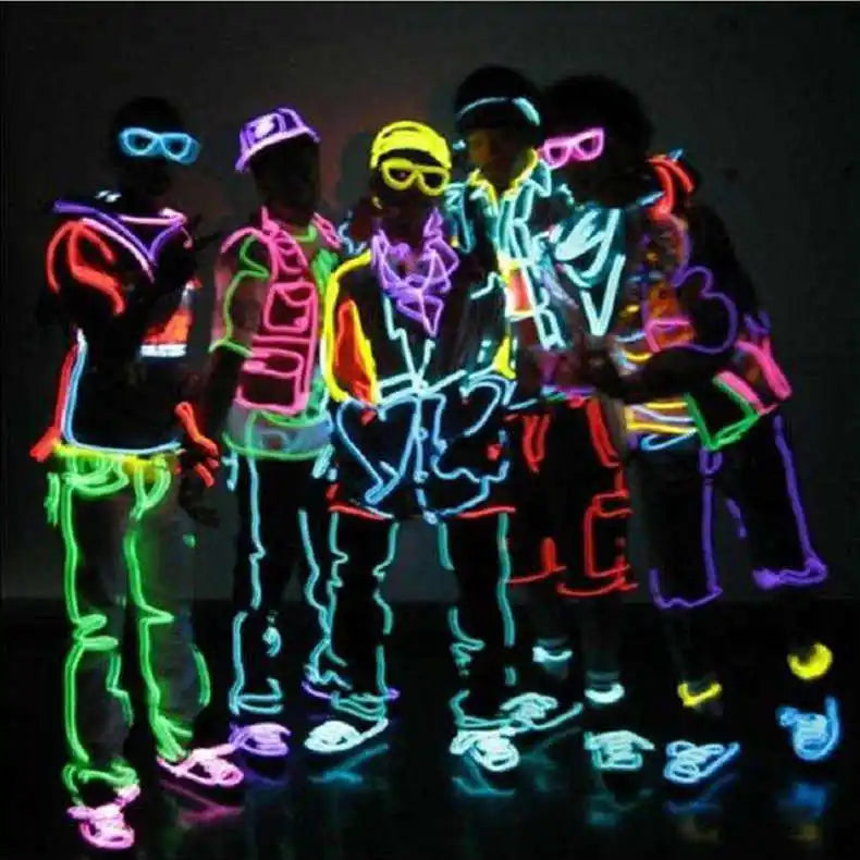 1m 3m 5m Glow EL Wire Neon Cable for Christmas Dance Party DIY Costumes Multicolor Illuminated Light AA Battery  Lamp LED Strip