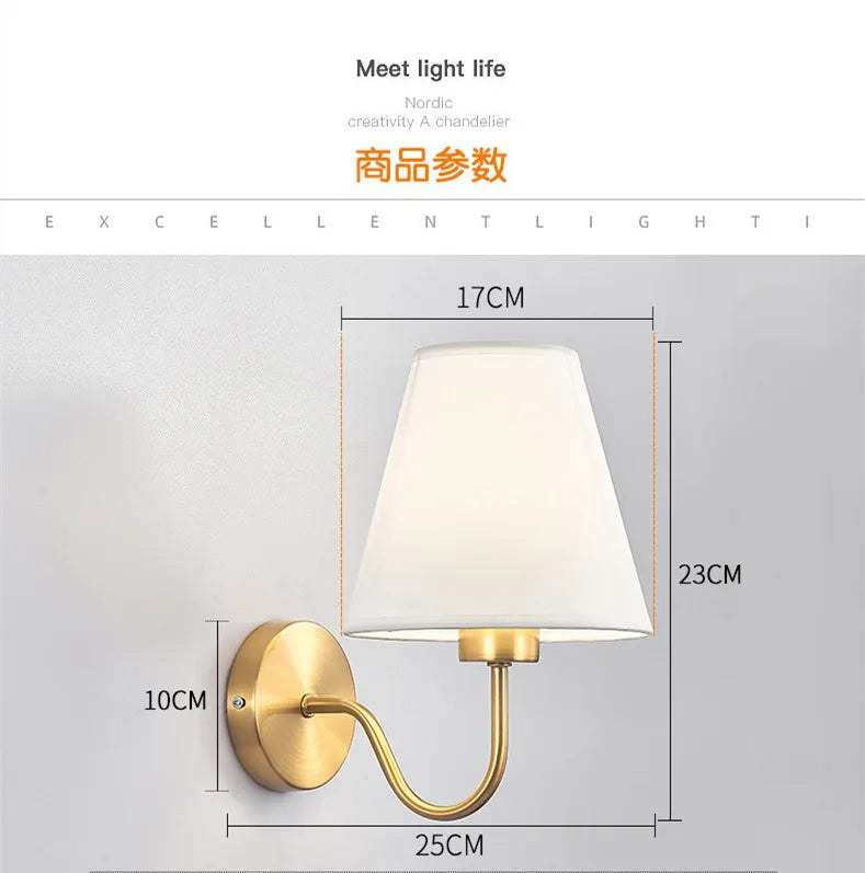 Modern Fabric Wall Lamps Retro Bedside Wall Lamp Living Room Wall Lights Simple Loft Wall Sconce Lighting Fixture AC85-265V E27