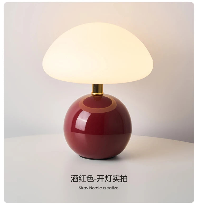 Ceramic Mushroom Table Lamp Nordic Cream Style Bedroom Bedside Living Room and Dining Room Table Lamp Atmosphere Table Lamp
