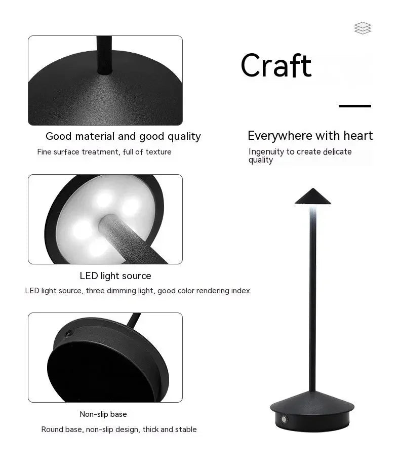HPH Table Lamp Dining Led Desk Lamp Hotel Coffee Pina Cordless Table Lamp Living Room Bedside Lamp Decorative Desk Lamp