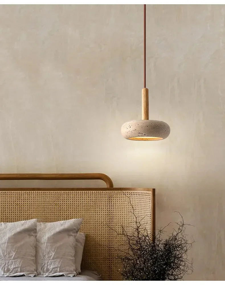 2024 New Hot Selling Pendant Lamps Wabi Sabi Circular Yellow Stone Commercial Home Decoration Restaurant Room LED Droplight