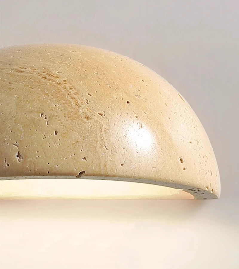 IWHD Modern LED Wall Lamp Yellow Travertine Glass Lampshade Wall Light Indoor Room Decoration Bedside Lighting Applique Murale