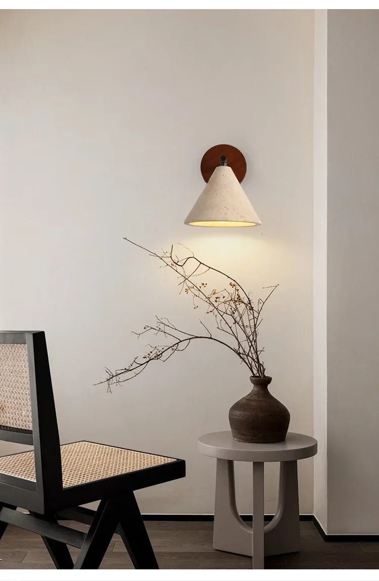 Natural Stone Room Decor Wall Lamp Classical Wall Lights Bedroom Led Sconce Yellow Travertine Home Decorations Lighting Fixtures