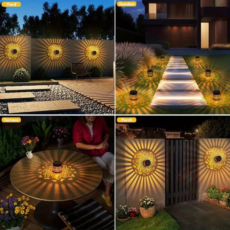 Solar Mandala Wall Lamp Outdoor LED Waterproof Fence Lamp for Garden Lawn Estate Porch Corridor Courtyard Decoration Wall Light