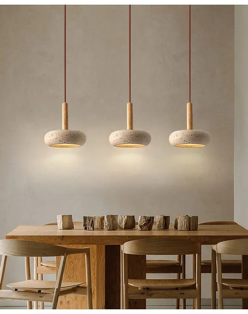 2024 New Hot Selling Pendant Lamps Wabi Sabi Circular Yellow Stone Commercial Home Decoration Restaurant Room LED Droplight