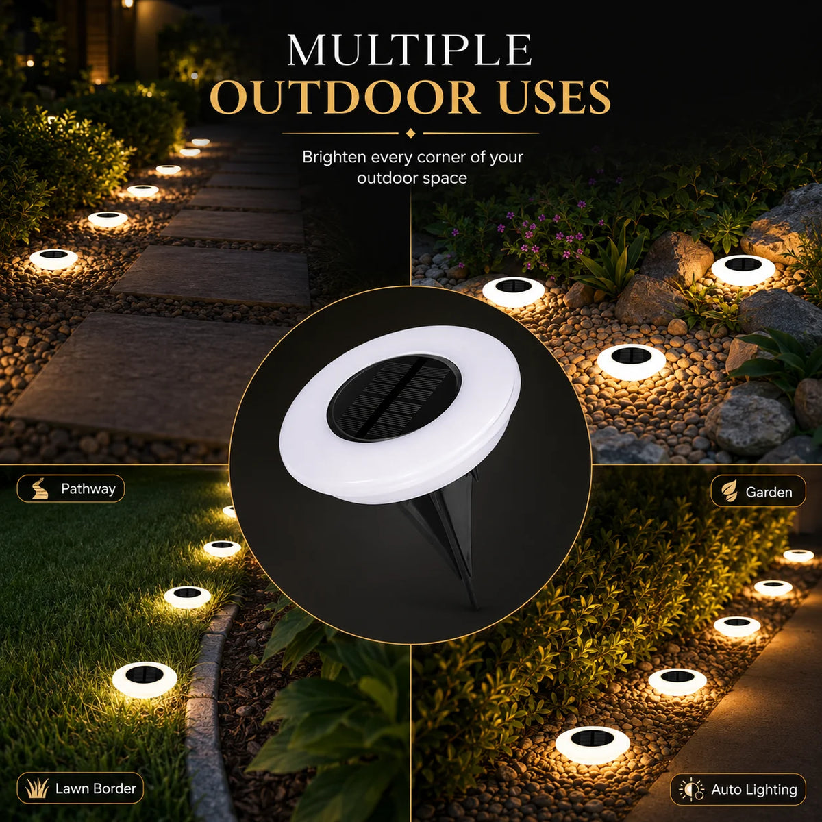 1/2Pack Solar Ground Lights,14LED Waterproof Outdoor Landscape Light, LED Lawn Lamp, for Garden Pathway Yard Deck Camping Decor