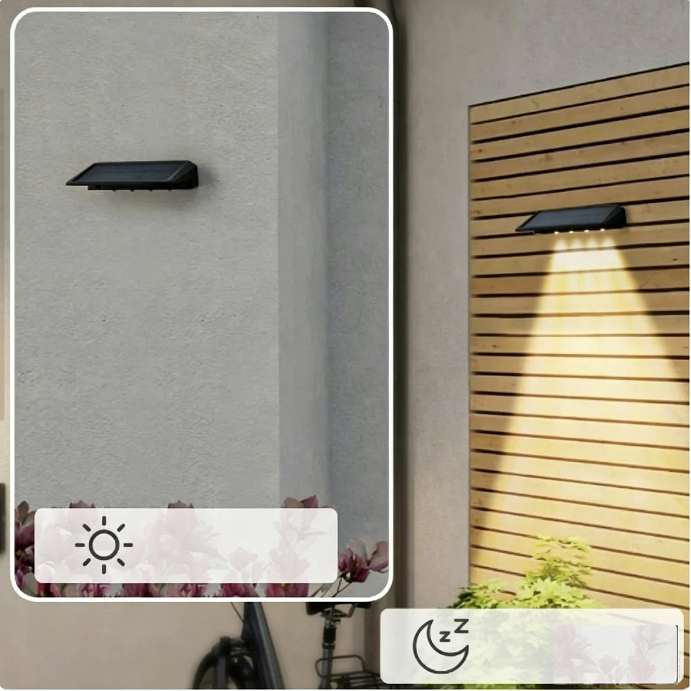 2-Pack Solar Fence Wall Lights, 4 LED Waterproof Outdoor Deck Lamp, Landscape Lighting for Yard, Pathway, Fence Post Decoration