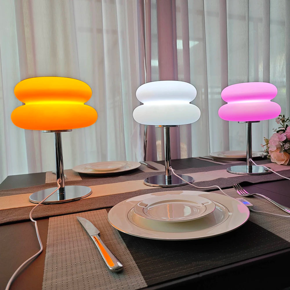 Bauhaus Table Lamp Plastic Lampshade Bedroom Bedside Living Room Nordic Mushroom Lamp 9-Level Brightness Dimming Ambient Light